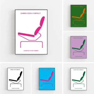 Reproducción del póster de la silla Jacobson de Alvar Aalto, diseño de mediados del siglo XX, estilo vintage