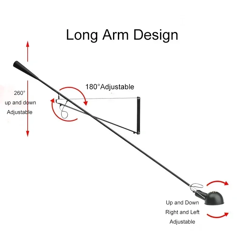 Lámpara de pared Rizzatto creativa moderna, arte decorativo insertable, brazo basculante ajustable largo escocés, luz Led blanca para cabecera de dormitorio - Imagen 4