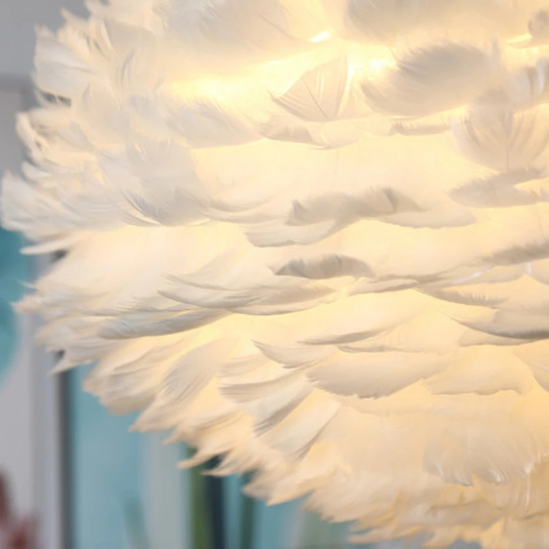 Lámpara colgante de plumas con personalidad creativa nórdica, sala de estar, dormitorio, comedor, lámpara LED para niños, decoración de iluminación moderna - Imagen 6