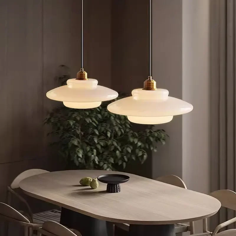Lámpara colgante de vidrio blanco opal de estilo nórdico - Imagen 3