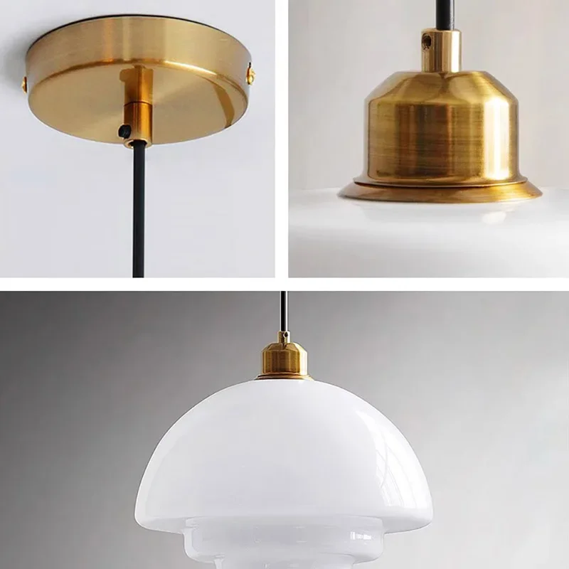 Lámpara colgante de vidrio blanco opal de estilo nórdico - Imagen 5