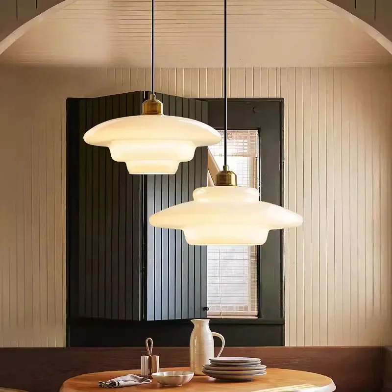 Lámpara colgante de vidrio blanco opal de estilo nórdico - Imagen 2