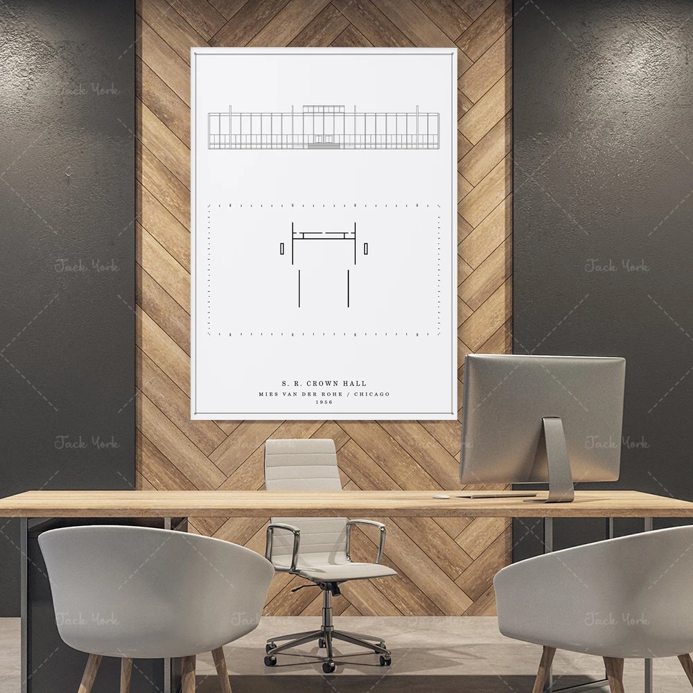 Póster conmemorativo de S. R. Crown Hall de Mies Van Der Rohe - Imagen 2