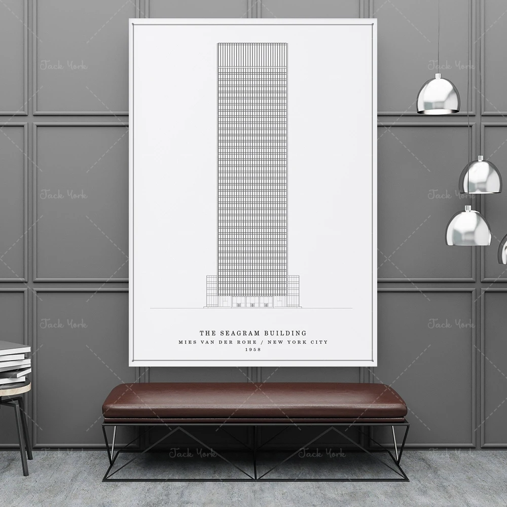Póster Edificio Seagrams de Mies Van Der Rohe, 50x70cm