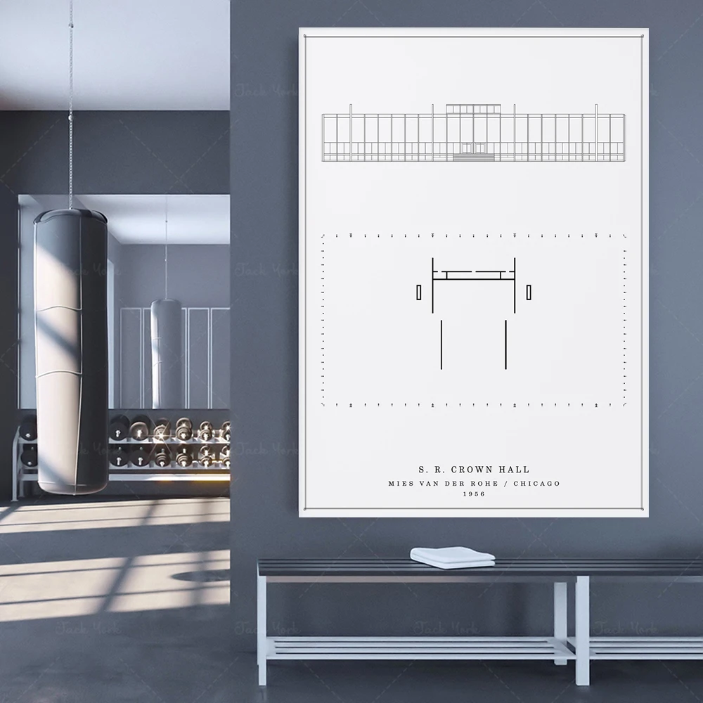 Póster conmemorativo de S. R. Crown Hall de Mies Van Der Rohe