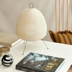 Lámpara de mesa de estilo japonés de papel de arroz