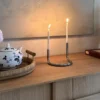 Candelabro doble minimalista de acero inoxidable estilo Bauhaus