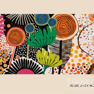 Póster de motivos florales artístico estilo Yayoi Kusama 50x100 cm